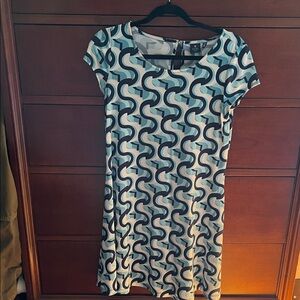 Kaari Blue Abstract Patterned Mini Dress